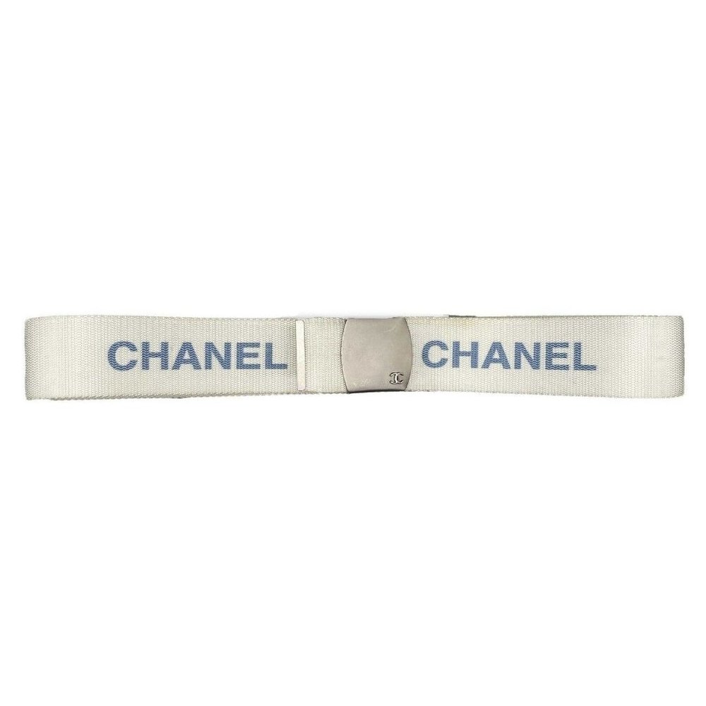 CHANEL - Vintage 99S 1999 Logo Adjustable Nylon Web - White - XS/S - Belt